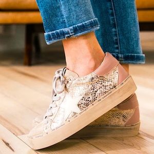 SHUSHOP Gold Snake REBA Star Sneaker NIB Free People
